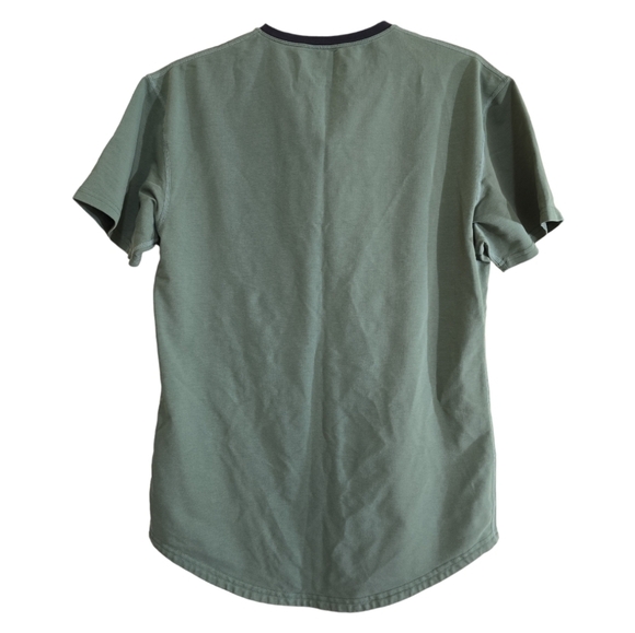 Bylt Drop Cut Short Sleeve Henley Lux Small Green Contrast Button Placket - Picture 2 of 5